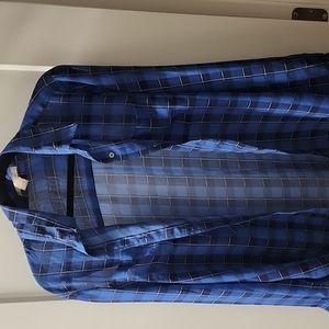 Banana Republic Blue Plaid Sheer Blouse